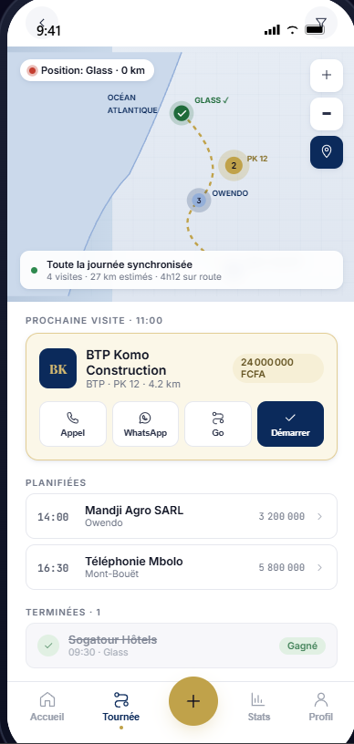 Capture mobile du pipeline prospects Sales Tracker