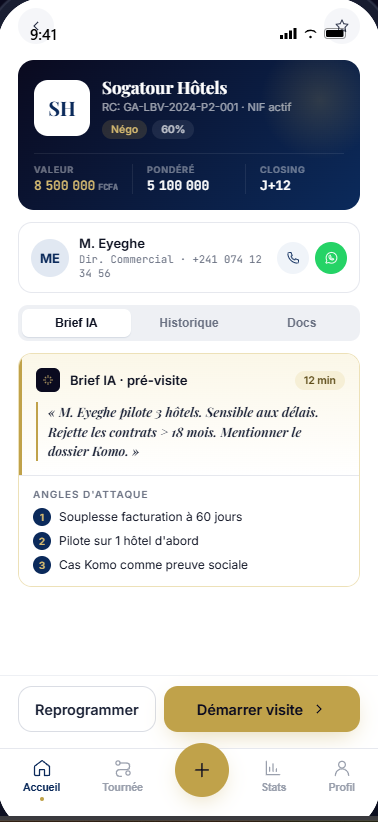 Capture mobile du rapport de visite Sales Tracker